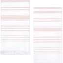 Sticky Toffee Hand Towels for Bathroom Set of 2  28x16 in White and Blush Pink Striped Turkish Towels, Soft and Absorbent Decorative 100% Cotton Bath Towels