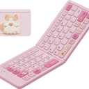 Foldable Bluetooth Keyboard with UV Printing Technology Rechargeable Keyboards,Compact Wireless Travel Keyboards for iPad, Smartphone, Tablet and Laptop - Z1 Pink Colorful