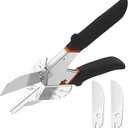 Multi Angle Miter Shear - Upgrade Quarter Round Cutting Tool with 12pcs Replacement Sharp Blades, 45-135° Adjustable Angle, Trim Cutter Hand Tool for Plastic, Wood Trim Molding (Black Red Handle