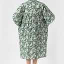 Rifle Green Hand Block Printed Boho Cotton Midi Dress for Women, Floral Print Maternity-Friendly Summer Tunic with Tassel & Pockets (Green, L)