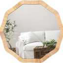 ULIKE Rattan Wicker Mirror for Bathroom, 24 Inch Boho Woven Decorative for Wall, Rustic Farmhouse Vanity Mirror, Geometric Rattan Mirrors for Living Room Entryway Bathroom Bedroom (Decagonal)