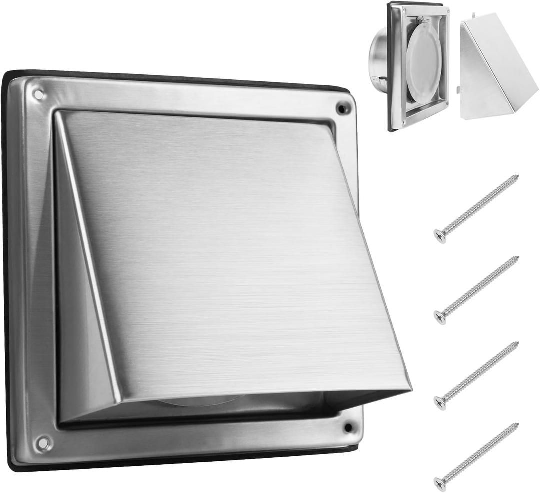 FRESH SPEED 5 Inch Dryer Vent Cover Outside Stainless Steel Wall Vent with Removable Cover and Insect Screen Mesh