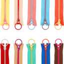 20Pcs Colorful Resin Zippers with Ring Pulls for DIY Tailor Sewing Craft Accessories Mixed 10 Color (14 INCH)