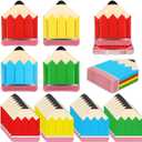 3 x 96Pcs Back to School Pencil Paper Plates and Napkins 4 Colors Pencil Shaped Tableware Set for First Day of School Graduation Kindergarten Party Supplies, Serves 48