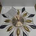 Wall Clock Large for Living Room Decorative 24 inch Clocks Silent Non Ticking Modern Metal Leaf Design for Bedroom Home,Dining Room,Kitchen 3D Wall Clock 60cm Blue Gold Color