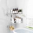 Sakugi Corner Shower Caddy - 3-Pack Shower Organizer with Soap Holder & Built-In Hooks, Rustproof Metal Shower Shelves, Laundry, Kitchen, Bathroom Organizers and Storage Solution, Large, White