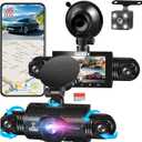 360 Degree View 4 Channel Dash Cam 5G WiFi & App Control, GEMEK 2K Front and Rear Inside, Left and Right Dash Camera for Cars, Free 64GB TF Card, G-Sensor, Night Vision, 24-Hour Parking Mode