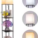 Gupuzm Floor Lamp with Shelves, Modern Square Standing Lamp with 3 Color Temperature Bulb, Corner Display Bookshelf Lamp for Living Room, Bedroom and Office (Black)