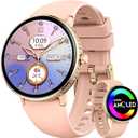 Smart Watches for Women with Diamonds (Make/Answer Call) AMOLED HD Screen Fitness Tracker Heart Rate Sleep Monitor 100+ Sport Modes Waterproof Smartwatch with Various Dials for iPhone Android Phone (Pink)