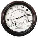 Indoor Outdoor Thermometer Large 12 Inch Wall Thermometer-Hygrometer Waterproof Does not Require Battery (Brown)