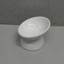 White Small Ceramic Raised Cat Bowls, Tilted Elevated Food or Water Bowls, Stress Free, Backflow Prevention, Dishwasher and Microwave Safe, Lead & Cadmium Free
