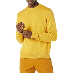 Amazon Essentials Men's Long-Sleeve Crewneck Sweater, 100% Cotton  (Large, Gold)