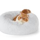 Bedsure Calming Cat Beds for Indoor Cats - Small Cat Bed Washable 20 inches, Anti-Slip Round Fluffy Plush Faux Fur Pet Bed, Fits up to 15 lbs Pets, Grey