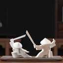 LYART Samurai Statue Decor Japanese Warrior Decor Children's Room Statues, Kongfu Tea Pet Decoration, Incense Holder for Stick Burner Incense Stick Holder (White2 and White3) (Whiteb and Whitec)