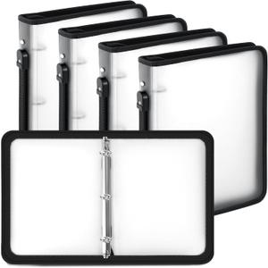 Teling 4 Pcs 2 Inch Clear Zipper Binder with 3 Ring Zipper Binder, Refillable Plastic Clear File Organizer Planner for Projects, Assignments, Memos, School Work, 13.2 x 11 Inch