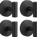 Rise age Suction Cup Hooks for Shower, Removable Towel Hooks for Bathrooms Wall Window, Glass No Drill Hooks for Hanging Wreath, Robe, Loofah, Washcltoh 4 Pcs Black (Black, 4 PCs)