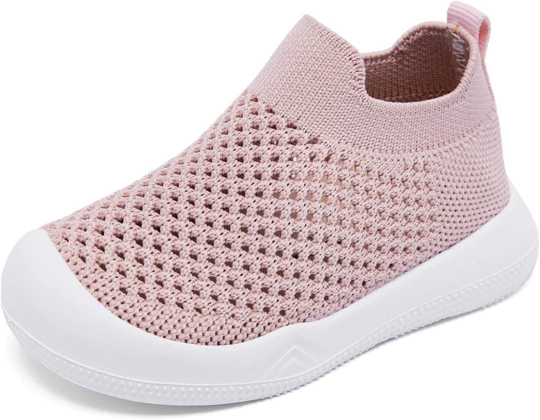 Engtoy Baby Shoes & Socks - Non-Slip Breathable Slippers with Soft Rubber Sole - Baby Boys & Girls Slip On Sneakers (9-12 Months Infant, Pinkventilate)