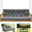 GPQAWER Outdoor Swing Cushions,Waterproof Swing Cushions 3 Seater Replacement with Backrest,Outdoor Thickened Bench Cushion with Ties for Porch,Patio,Backyard,Garden and Lawn (Khaki 60 * 40 in)