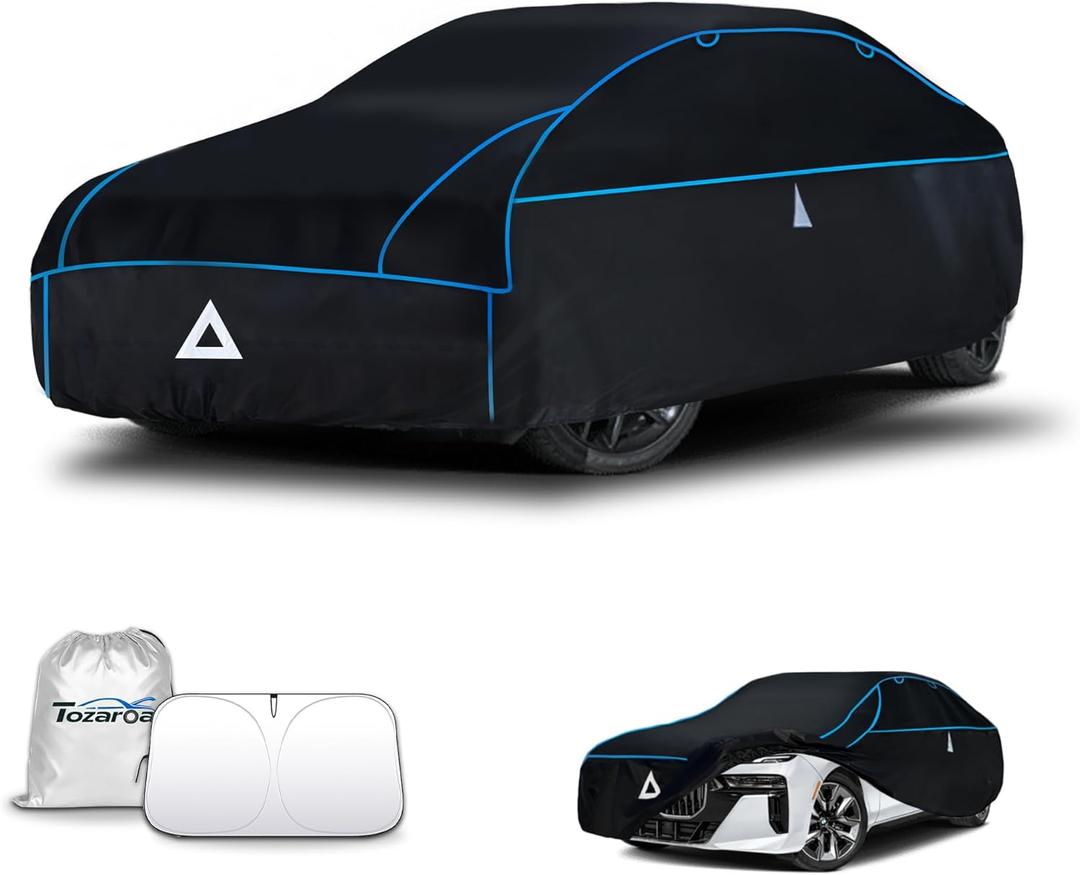 Hail Protector Car Cover for Sedan(Length:195-208inch) + Gift Windshield Sunshade, Multi-Layered EVA Hail Proof Car Cover, Padded Car Hail Protector Blanket for ES350, Models, Avalon, Impala etc.