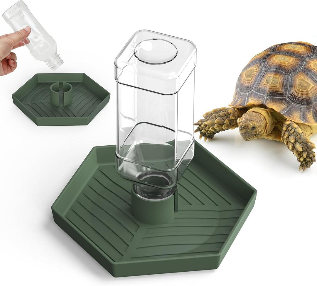 Reptile Water Dispenser-Bearded Dragon Water Bowl - Small Water Dish for Tortoise - Bowls for Reptiles & Amphibians (L)