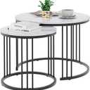 Garden 4 you Coffee Table Faux Marble Nesting Table for Small Place 2 Sets Modern Furniture Living Room Sets End Side Table Night Stand for Bed Room Dining Room (Black & White)