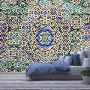 Modern 3D Removable Wallpaper Self-Adhesive Moroccan Vintage Tile Wall Murals Peel and Stick Wall Stickers for Living Room Bedroom Wall Decor (100''X144'', Multi2)