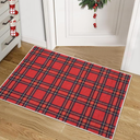 ROYHOME Christmas Entryway Carpet Xmas Buffalo Plaid Small NonSlip Stain Resistant Washable Floor Cover Holiday Decorative Gingham Check Accent Rug for Entrance Kitchen, Red, 2x3 Feet