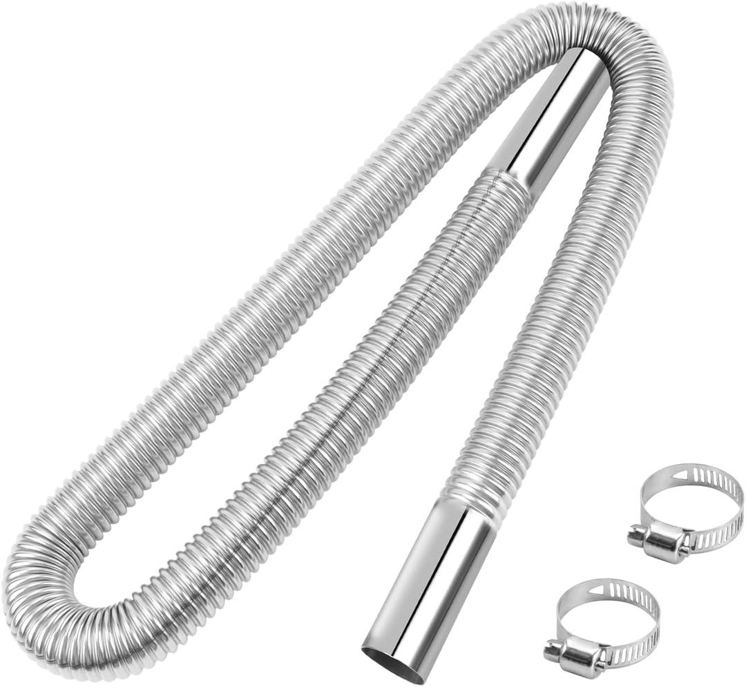 1 inch Stainless Steel Exhaust Hose,39.3" Flexible Exhaust Pipe,Diesel Heater Flexible Exhaust Tubing with 2 Hose Clamps Generator Exhaust Hose Parking Air Heater Fuel Tank Diesel Gas