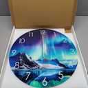 XNM Teal Glass Large Wall Clocks Battery Operated 20 Inch Aurora Wall Clocks for Living Room Decor Glacier Round Clock Silent