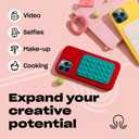 OCTOBUDDY Classic - Silicone Suction Phone Case Adhesive Mount - Hands-Free, Strong Grip Holder for Selfies & Videos - iPhone & Android Compatible - 2.25 x 3.25, Turquoise