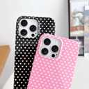 Skyseaco for iPhone 15 Pro Max Case Cute Aesthetic Heart Phone Case Soft Slim TPU Shockproof Phone Cover for Women Girls - Pink and White