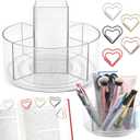 Rotating Pencil Holder for Desk,5 Slots 360 Spinning Acrylic Pen Holder,Marker Holder Crayon Organizer Pen Organizer for Office Home School