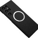 Magnetic Case for Samsung Galaxy S24 Ultra, Compatible with MagSafe Carbon Fiber Slim Thin Lightweight Aramid Fiber PC Back Anti Scratch Drop Protection Rugged Shockproof Cover, Black