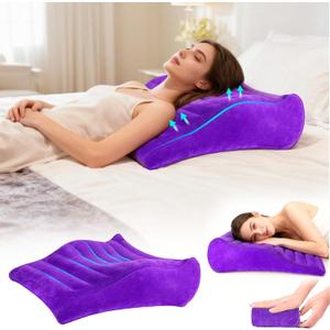 Inflatable Wedge Pillow for Traveling, Lightweight Wedge Pillow for Acid Reflux Relief, Portable Pillow Wedges for Sleeping, Blow Up Travel Pillow for Camping, Back Lumbar Support