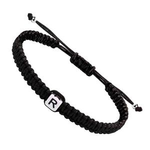 Initial Bracelets for Couples Women Men Initial Charm Handmade Rope Braided Letter Bracelet for Teens Adjustable Jewelry Christmas Gifts for Him Her (R)