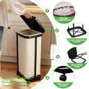 Collapsible13 Gallon Trash Bag Holder Height Adjustable (3 levels) Portable Trash Bag Holder with Lid, Stand with 4-Wheels Plastic Outdoor Trash Can Suitable Kitchen Garbage Can for Outside Indoor
