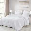 Chezmoi Collection Nora White Comforter Set Ovesized King 3-Piece Fluffy Soft Stone-Washed Ruffled Shabby Chic Bedding for All Season