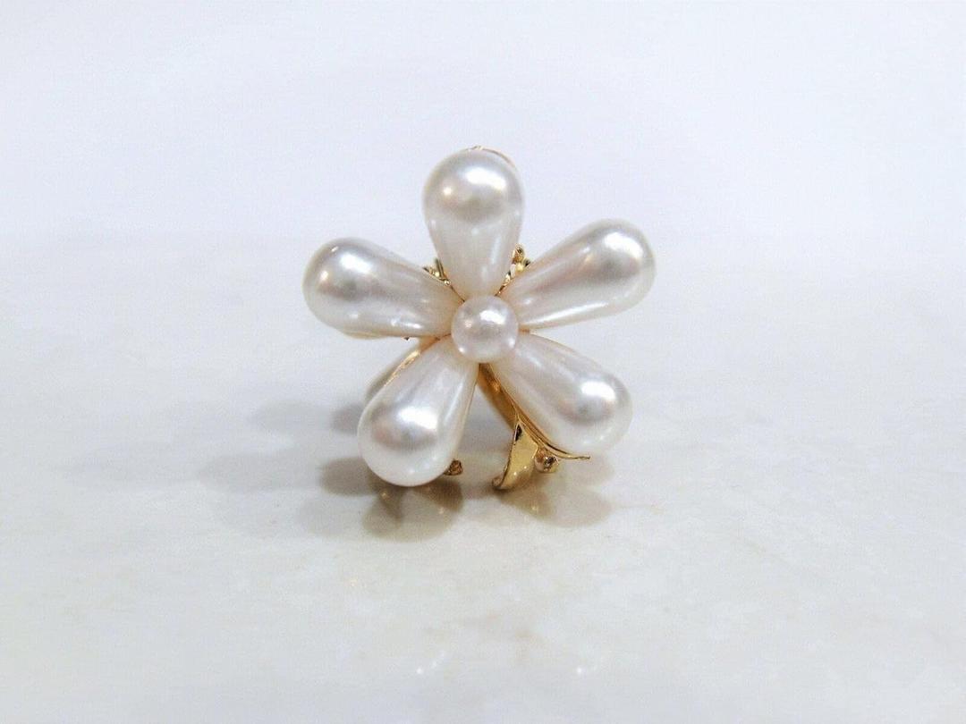 6 PCS Generic Small Mini Gold Flower Metal Hair Claw Clip with Faux Pearls