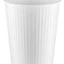 Monarch Abode Metal Bathroom Trash Can  Waste Basket for Bedroom, Office Desk, & Dorm, Handcrafted Ridge Embossed, Durable Decorative White Small Trash Can Bathroom Garbage Bin Wastebasket