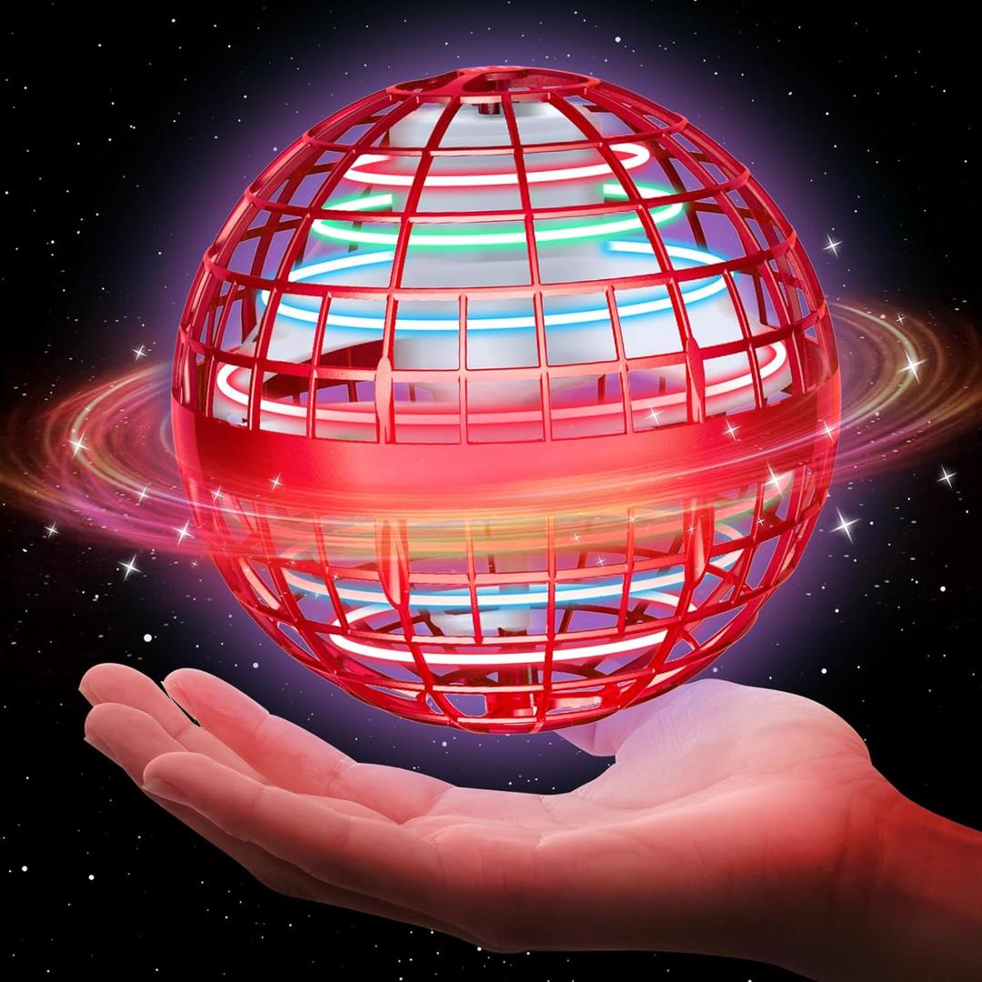 Flying Orb Ball 2025 Upgraded Cosmic Globe Hand Controlled Hover Balls for Boys Girls Adults, Cool Toys Gift for Father's Day Halloween Christmas Birthday Indoor Outdoor Games (Red)