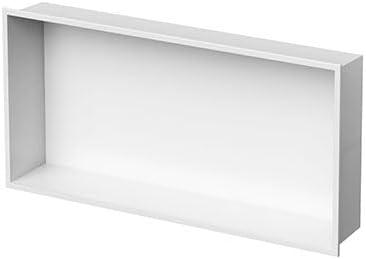 Shower Niche 24" X 12" White, Stainless Steel Wall Niche Recessed Shower Shelf for Bathroom Storage, No Tile Needed Over Mount Installation, 24W 12H-Single Shelf