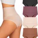 UNDER THE SEA Tummy Control Underwear for Women High Waisted Briefs Seamless Full Coverage Ladies Panties 4 Pack Large