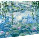 Wieco Art Water Lilies by Claude Monet Oil Paintings Flowers Reproduction Extra Large Modern Gallery Wrapped Giclee Canvas Prints Artwork Landscape Pictures on Canvas Wall Art for Home Decorations (48L" x 36W")