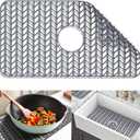 Sink Protectors for Kitchen Sink 16x12 & 18x12 & 19x13 & 24x12.5 & 26x14 & 28x14 & 29x15,Silicone Kitchen Sink mats Protector for Bottom of Farmhouse Sink(26"x14"Center Drain Gray)