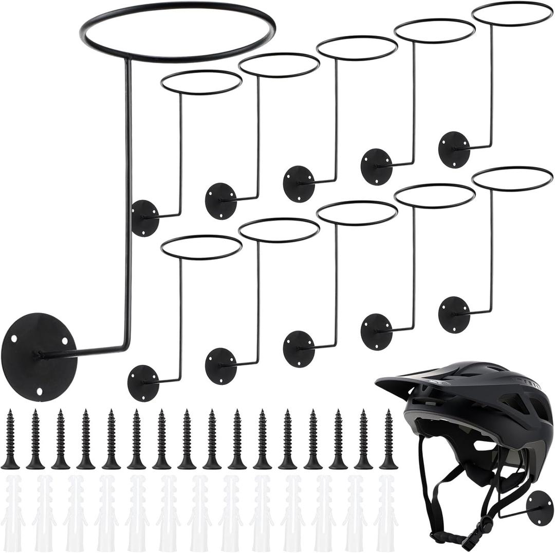 12 Pcs Helmet Holder Stand Display Rack Metal Wall Mount Hanger Hooks for Motorcycle Accessories Multifunctional Helmet Rack Hats Balls Coats Space-Saving Wall Organizer for Garage Entryway