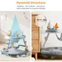 Baby Walker with Wheels - Foldable Baby Walker,Toddler Walker for Baby Girl 6-12 Months, Infant Walker with Adjustable Height, Baby Activity Walker with Toys, Music, Lights, Anti-Rollover,Grey