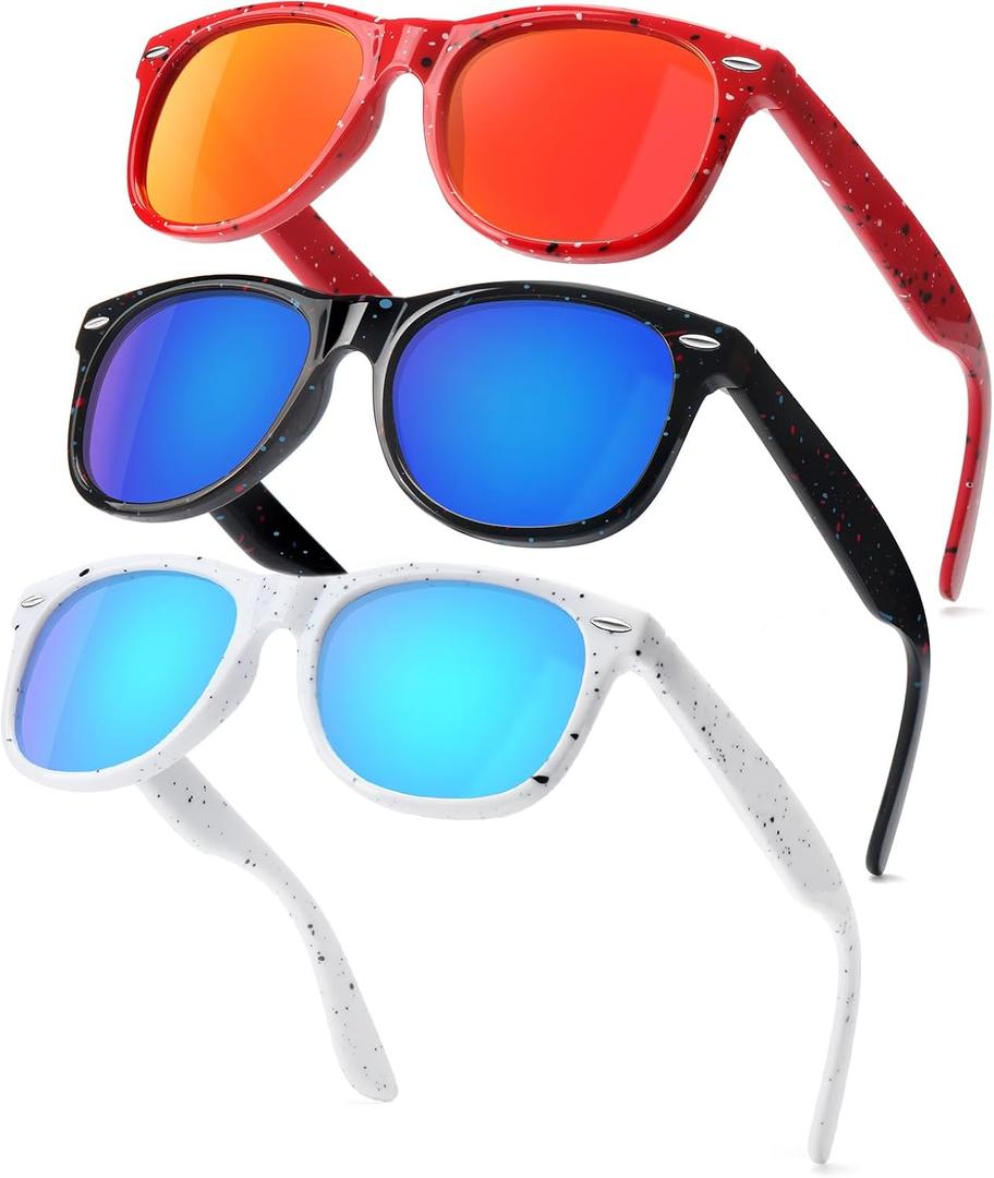 3 x SEKKAF Kids Polarized Sunglasses for Boys Girls,Retro Toddler Sun Glasses UV Protection Shades