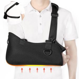 Arm Sling Shoulder Immobilizer with Waist Strap, Breathable Comfortable Medical Sling Arm Shoulder Support for Shoulder Surgery Torn Rotator Cuff Elbow Wrist Injury, Right and Left, Men and Women (Large)