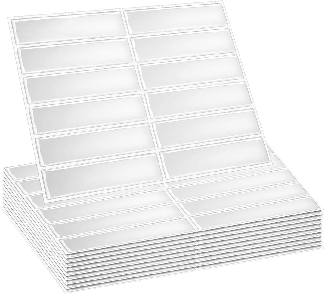 10 Sheets Tile Peel and Stick Backsplash 11.43 x 9 3D Wall Kitchen Stick on Tiles for Kitchen Marble Tiles (White)