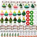 Tegeme 72 Pcs Christmas Gift Set 12 Crochet Christmas Tree Doll with Positive Card 24 Beaded Bracelets 12 Scrunchies with Bags Inspiring Emotional Gift for Women Teacher Employee Coworker Xmas Present